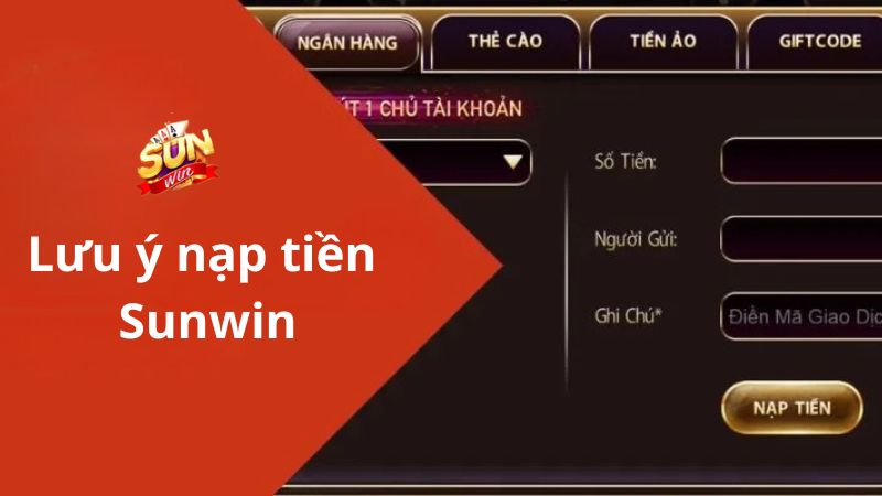 Khi nạp tiền các thông tin cần phải đảm bảo chính xác